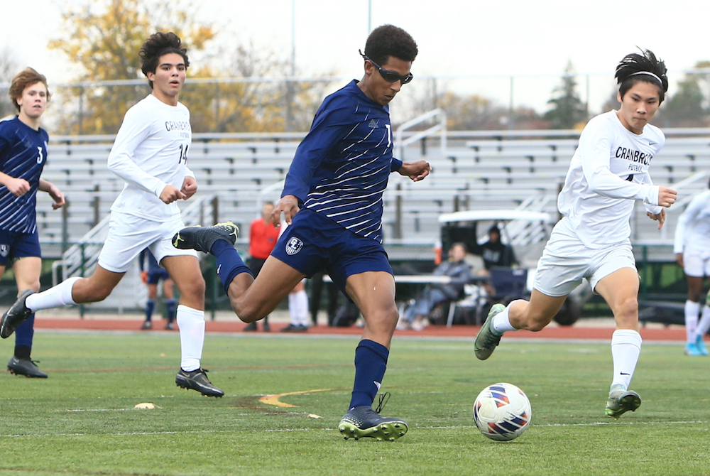 Zavier Thomas (7) leads a run toward the goal for Gull Lake on Saturday.