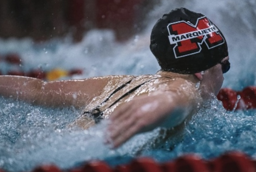 Grace Sobczak swims during the 2023 Upper Peninsula Finals.