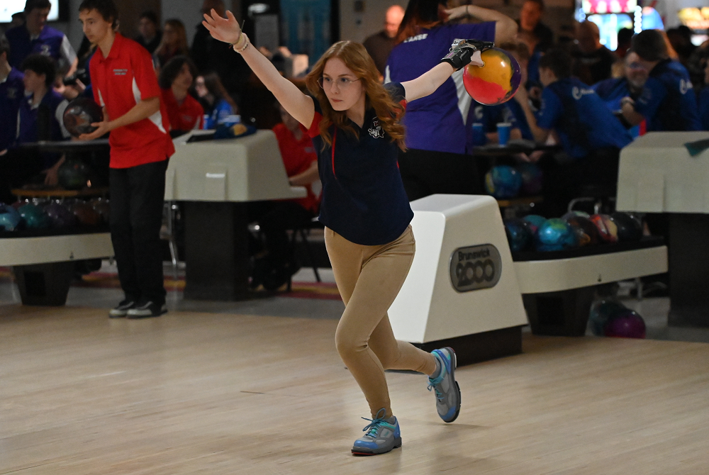 Ishpeming Westwood’s Elise Ketola, here at this season’s U.P. Bowling Conference tournament Jan. 21, will compete with her team and in singles in Division 3 this weekend. 
