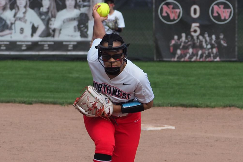 Jackson Northwest’s Nevaeh Ingram winds up during her team’s record-setting 2022 season. 