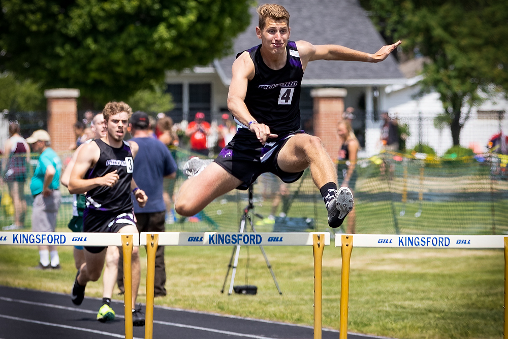 Pickford’s David Kozisek leaps a hurdle.