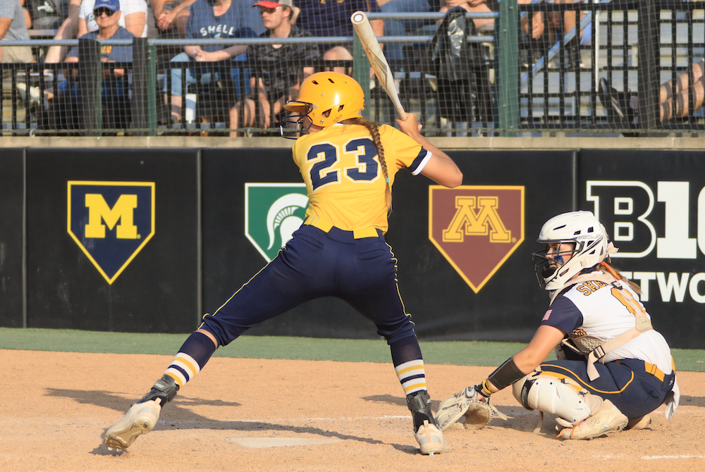 Standish-Sterling’s Macy Fegan (23) stands in for a pitch during Saturday’s Division 3 Final.