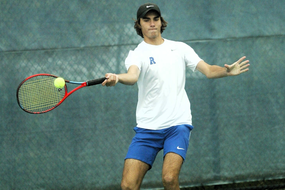 Rochester's Clayton Anderson returns a volley during last season's Lower Peninsula Division 1 Finals.