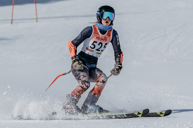 Grand Rapids Forest Hills Northern/Eastern's Katie Grzelak skis a championship run Monday at Boyne Highlands.