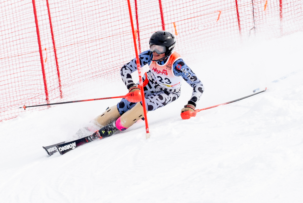 Petoskey’s Gavin Galbraith races to the Division 2 slalom championship Monday. 