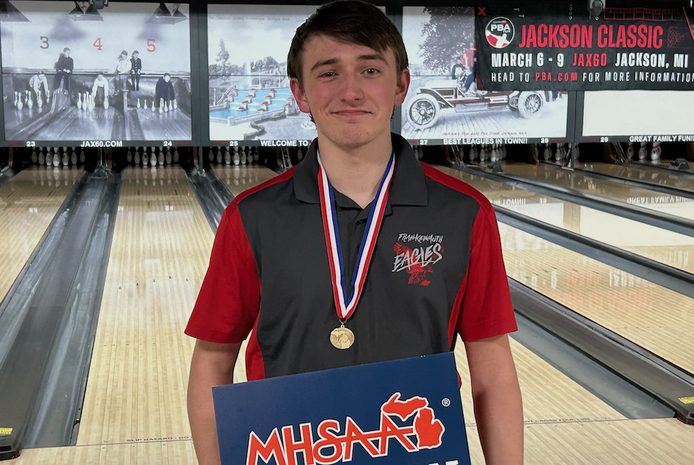 Frankenmuth's Mayson Knop stands for a photo after winning the Division 3 singles title.