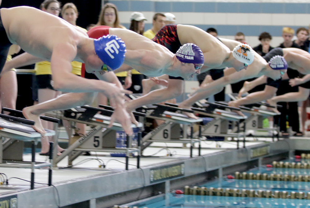 The championship heat of the 50-yard freestyle, including Ann Arbor Pioneer’s Henry Baumhover and Christopher Leuciuc, launches Saturday.