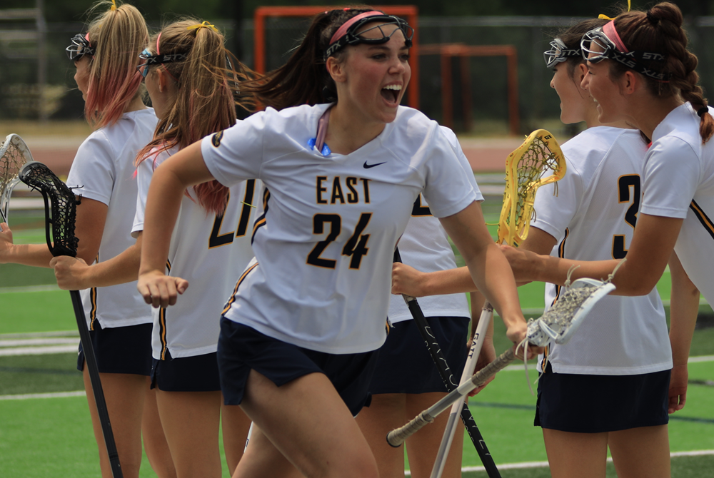 East Grand Rapids’ Vivian LaMange (24) is introduced before last season’s Division 2 Final.