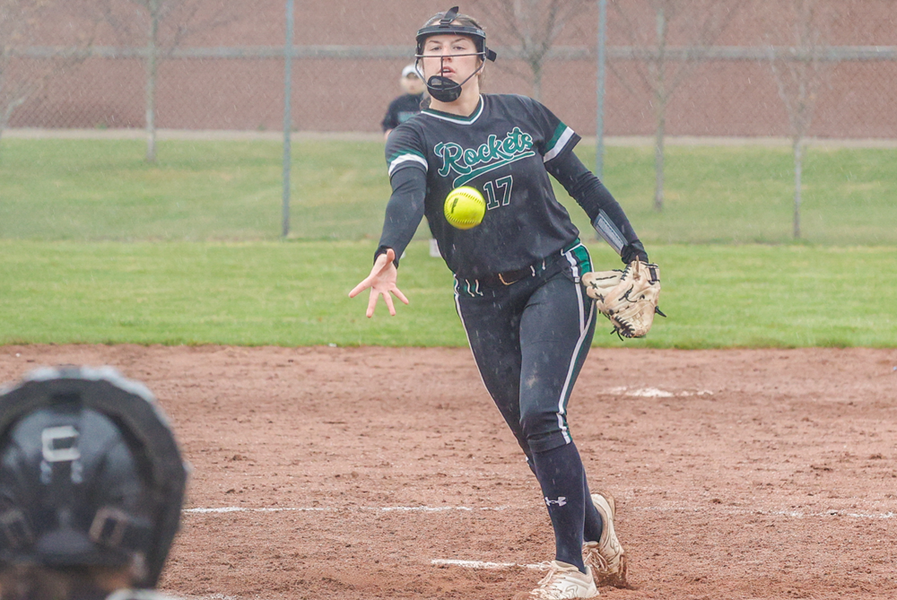 Madi Snyder delivers a pitch for the Muskegon Reeths-Puffer, which has been led by the 1-2 pitching duo of Snyder and Lainey McDaniel. 