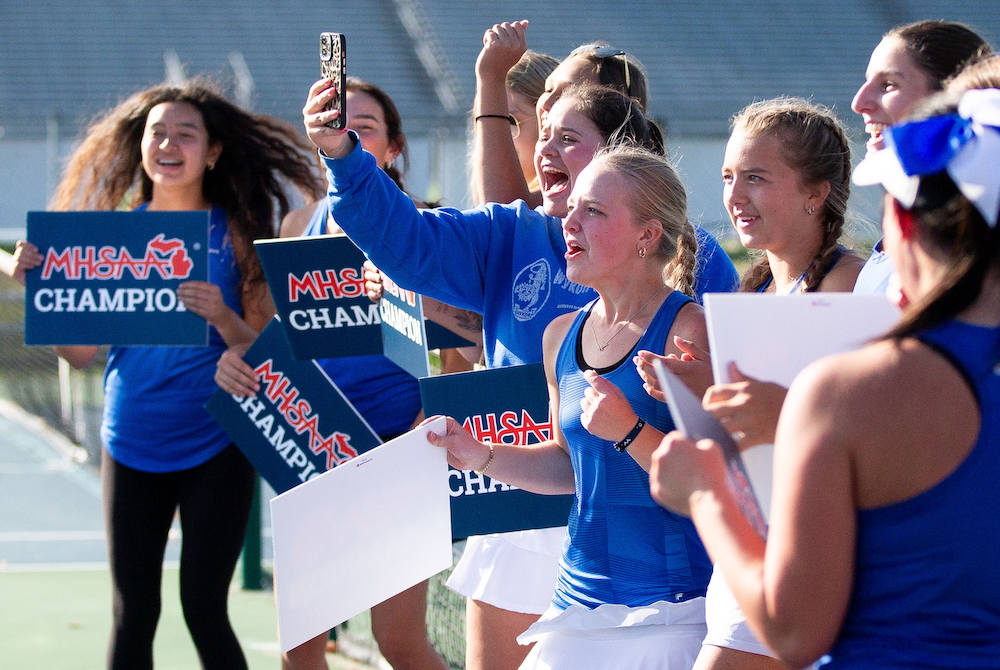 West Iron County celebrates its UPD2 championship Wednesday at Kingsford High School. 