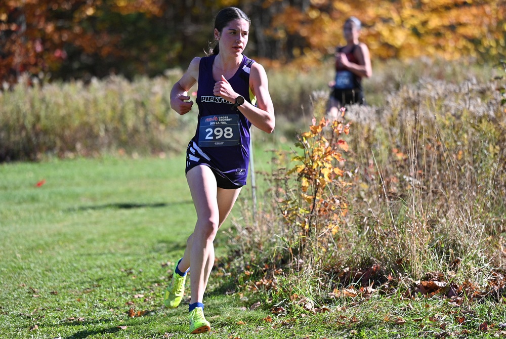 Pickford's Talya Schreiber rounds a curve during last Saturday's Upper Peninsula Division 3 Final. 