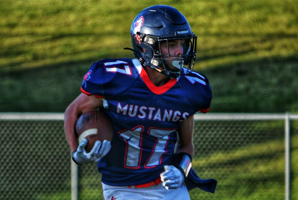 Montabella's Brady Kieff carries the ball during a game this season.