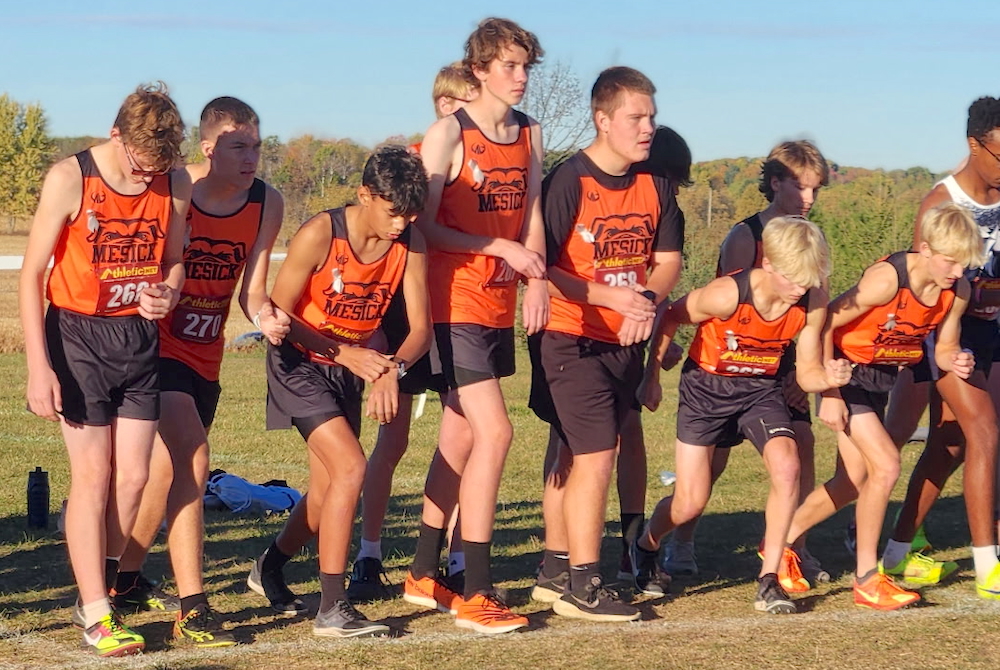 Mesick runners line up for the start of the West Michigan D League championship race Oct. 15 at Marion.