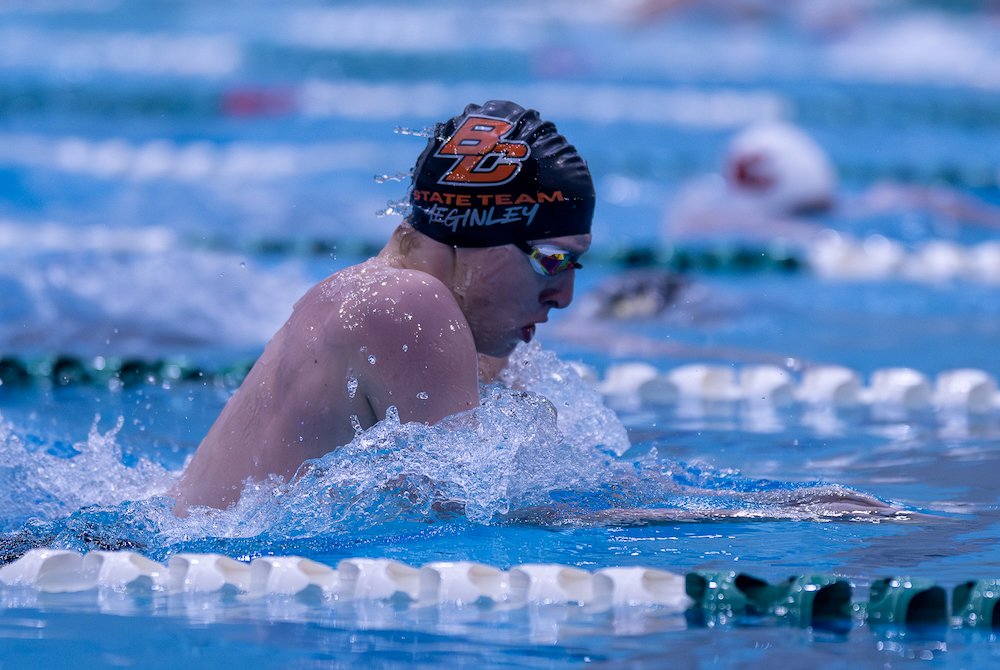 Byron Center's Caleb Meginley races during Saturday's Division 2 Finals.