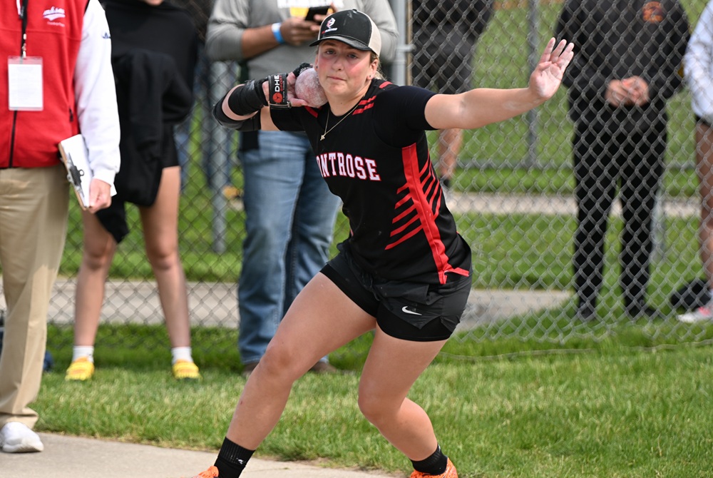 Montrose's Addyson Stiverson competes in the shot put at last season’s LPD3 Finals.