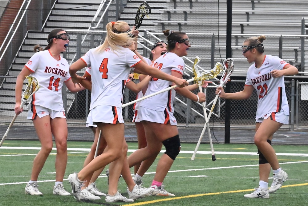 Rockford players celebrate during their championship win Friday. 