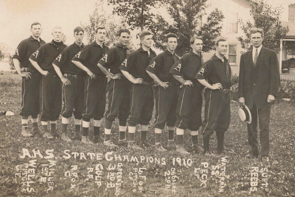 The 1910 Athens baseball team poses for a photo celebrating its championship season. 