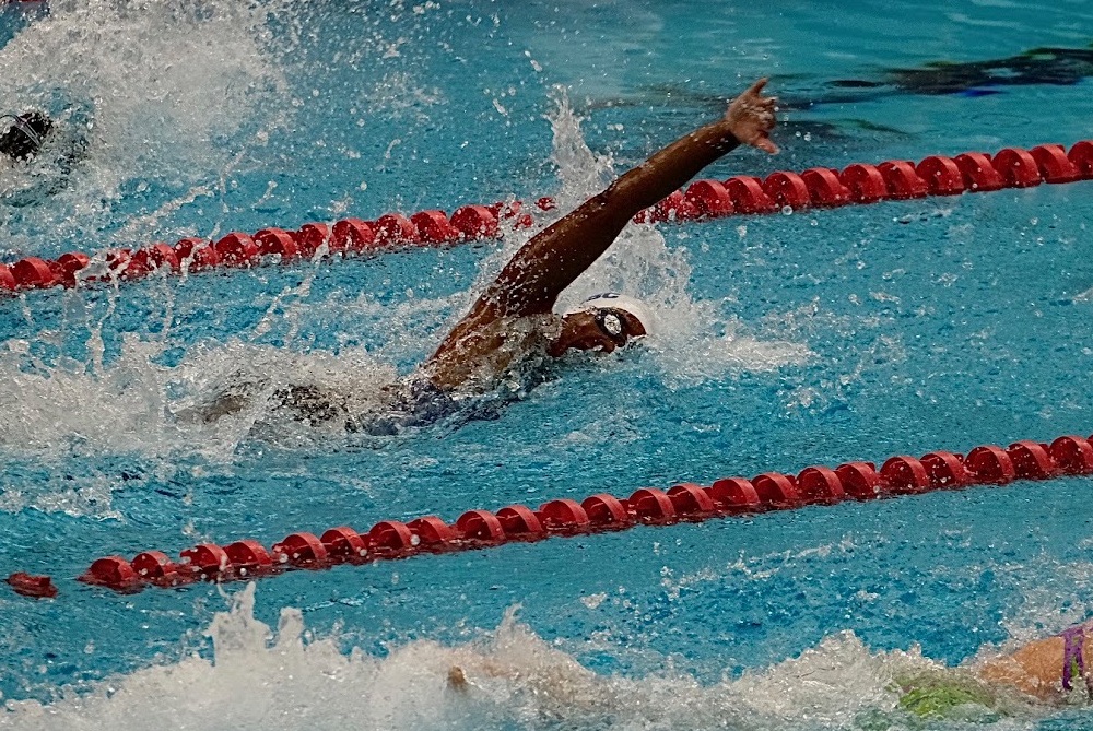 Sterling Heights Stevenson's Olivia Buford swims a race. 