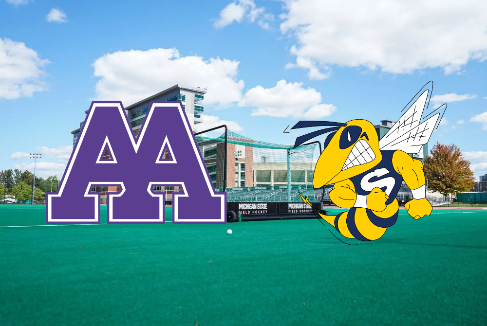 This graphic shows logos for Ann Arbor Pioneer and Saline over a photo of Ralph Young Field.