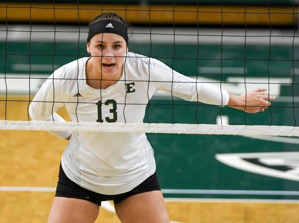Haut signals to her teammates while starring at Eastern Michigan.