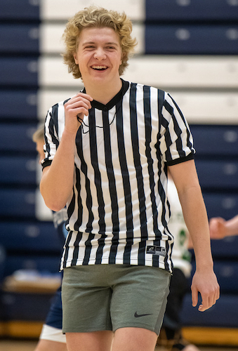 Squires officiates during a Petoskey youth tournament earlier this month.