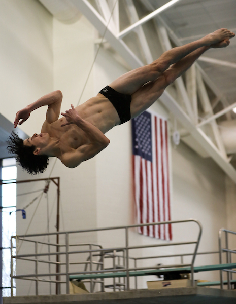 Rockford’s Julian Cardenas completes one of his dives on the way to winning his event. 