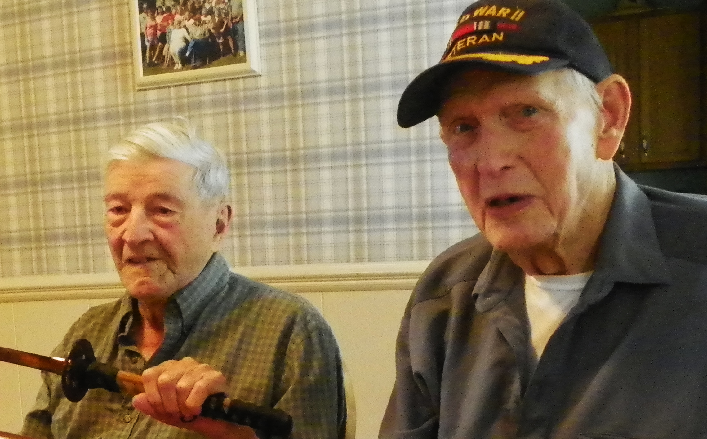 Hansen, left, and Tate reunite for the first time in 80 years on Monday, May 22, 2023, in their hometown of Hart. 