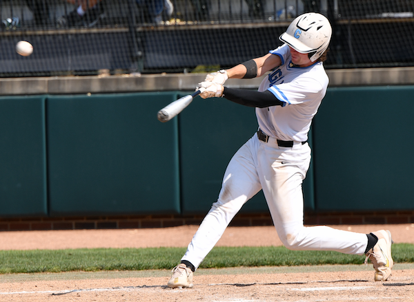 A Grand Rapids Christian hitter connects. 