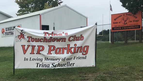 Trina’s Touchdown Club welcomes members to the VIP lot adjacent to the Kingsley stadium. 
