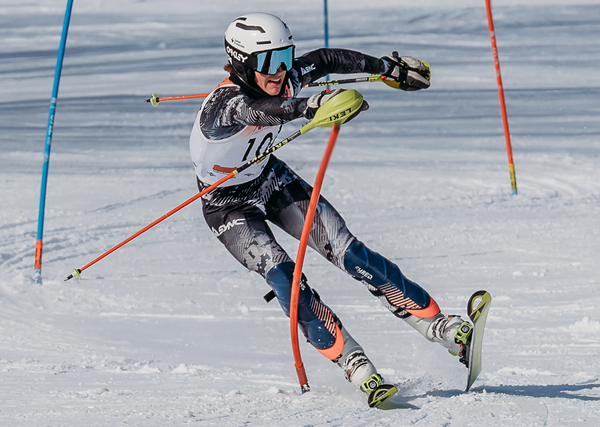 Marquette's Sam Dehlin races the slalom.