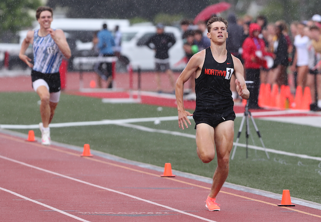 Northville’s Brendan Herger pulls away for the win in the 800. 