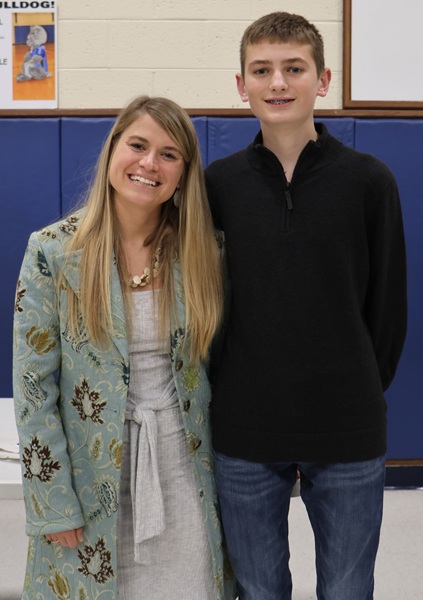 Centreville cross country coach Alicia Schmidtendorff, left, is pictured with Hulin at the school's Fall Sports Media Day.