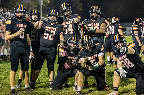  Hudson players come together for a quick photo on a game night this fall.