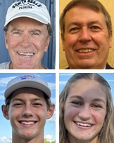 Clockwise from top left: Cornelius, assistant Gary Ellis, junior Ava Orley and senior Peyton Orley.