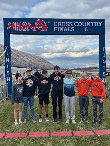 Mesick’s Finals qualifiers take a photo at the finish line at Michigan International Speedway. 
