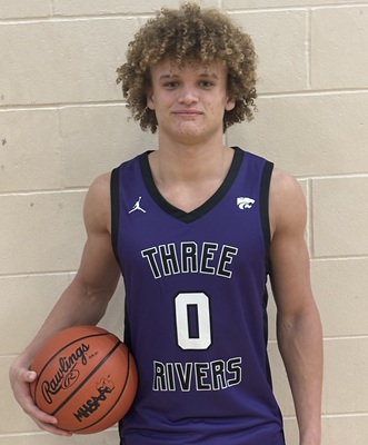 Junior point guard Brayden Carpenter (0) returns for his second varsity season at Three Rivers.