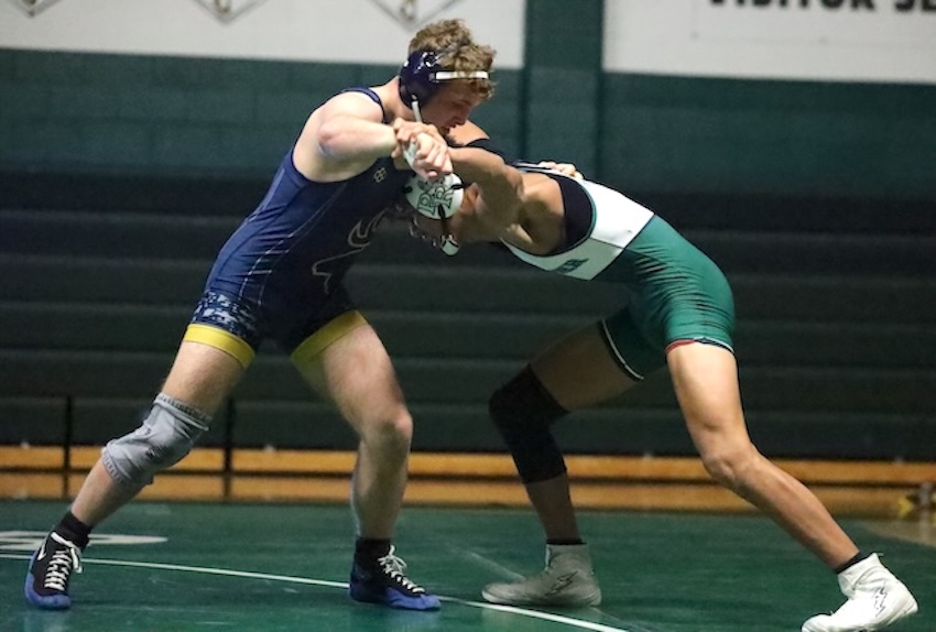 Roscommon and LeRoy Pine River wrestlers face off during a match Jan. 9
