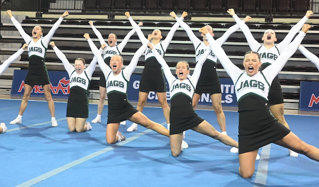 The Jaguars perform a routine at McGuirk Arena.
