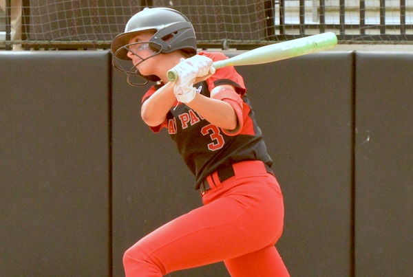 Cami VanderMeeden drives a pitch during the 3-2 win over Carleton Airport.