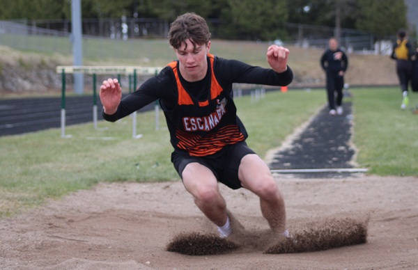 Hamlin completes a turn in the long jump pit.