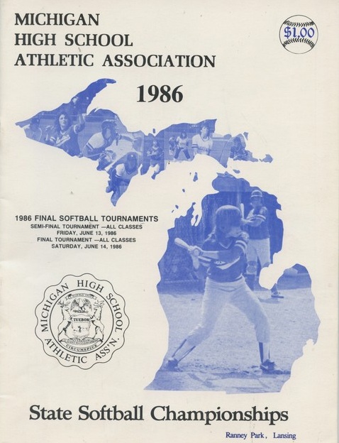 he cover of the 1986 MHSAA Softball Finals program sets the scene for the weekend to come. 