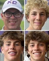 Clockwise from top left: Kalamazoo Christian boys golf coach Brian Seifert, junior Brixton DeVries, sophomore Ian Riggs and junior Max Nobis.
