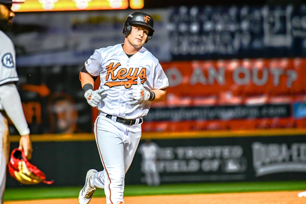 Ike Irish runs the bases for the Frederick Keys. 