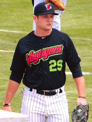 Fish takes the field as part of the Rookie-level Great Falls Voyagers.