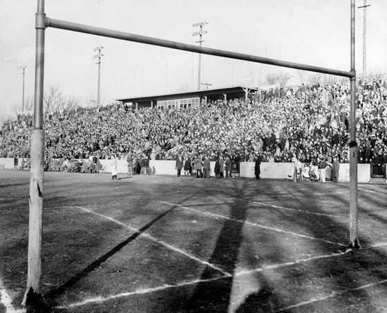 The stands are filled for a game in 1942. 
