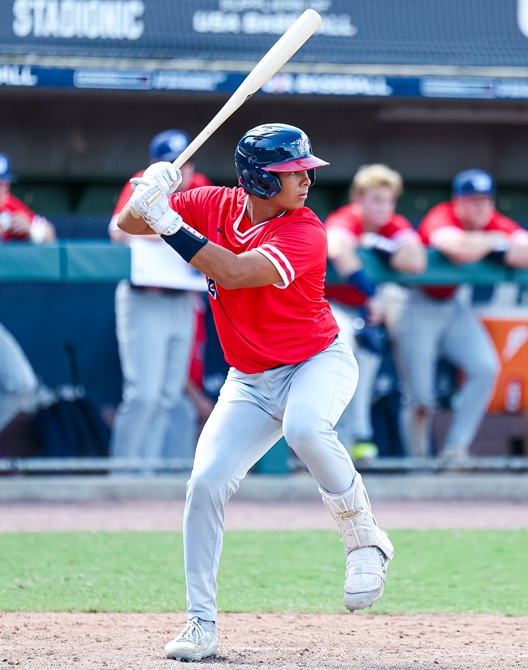 Katke waits on a pitch during an at bat for USA Baseball. 