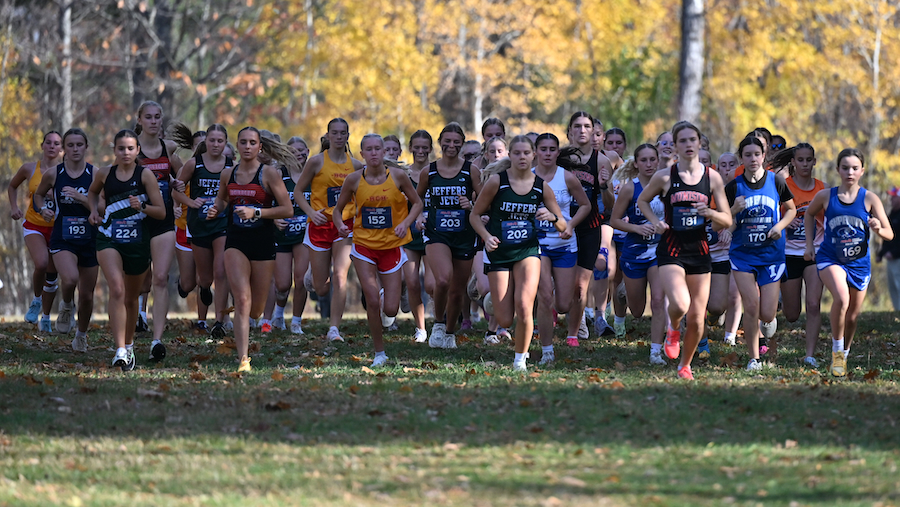 Runners begin to separate during the first portion of the Division 2 race.